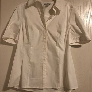 Ann Taylor white short sleeved button down
